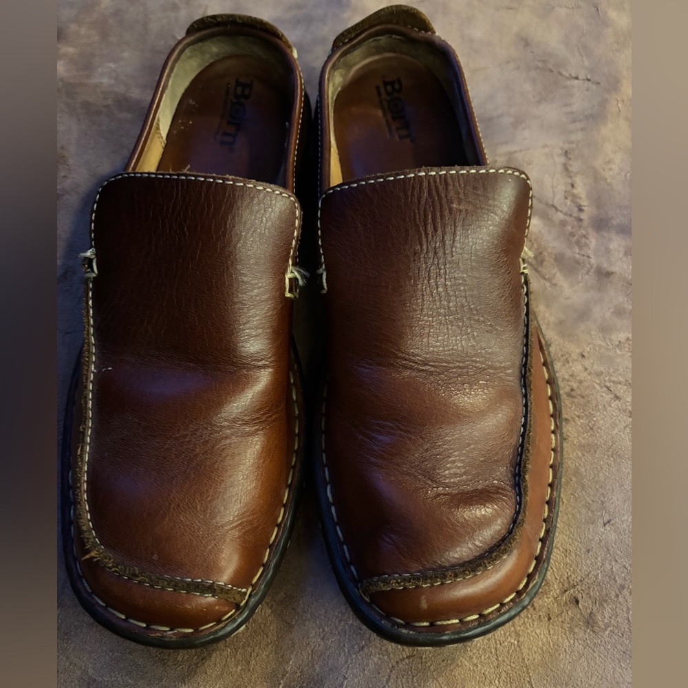 Born Men's Dark Brown Leather Slip-On Loafers
